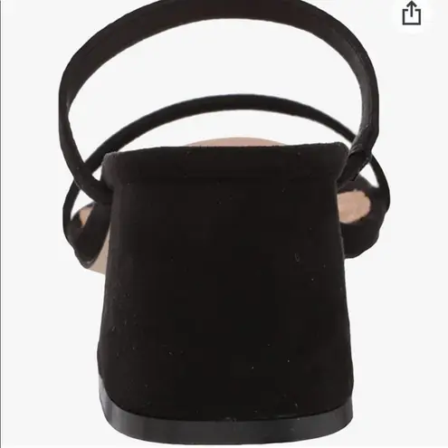 NWOB Women Low Block Heels Mules Open Toe Ankle Strap Sandals Square Toe Pumps Black Size 7