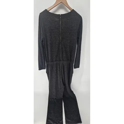 Soft Surroundings Jumpsuit Women Medium Gray Drawstring Casual Knit Pocket