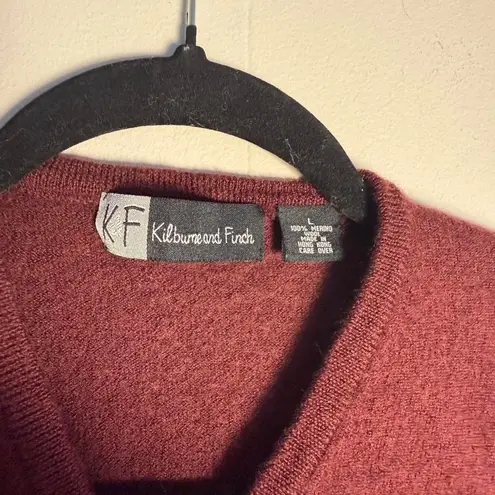 Kilburne and Finch size large 100% merino wool burgundy vintage 90s sweater vest