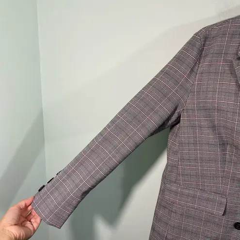 Attention Vintage Y2K Pink & Grey Plaid Hip Length Double Breasted Blazer Size M