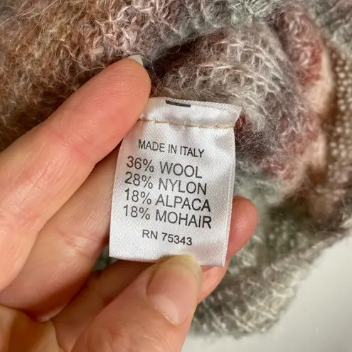 Elsamanda Italy Wool Alpaca Mohair Striped Knit Sweater Women's Small Gray