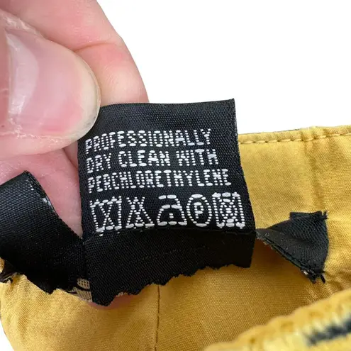 Etcetera Black Yellow Cotton Flared Abstract High Rise Velvet Funky Pants Size 6