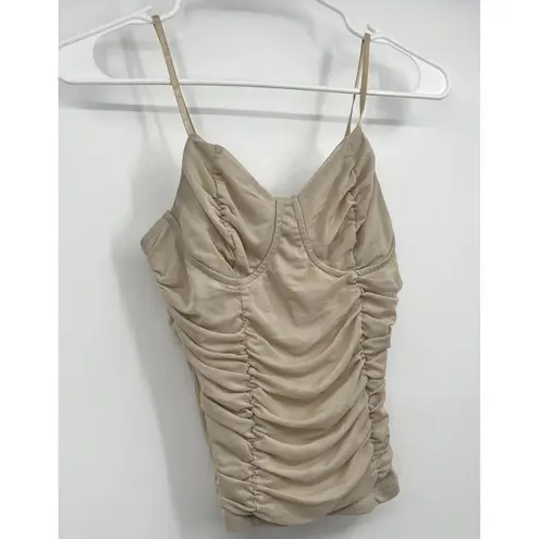 Just Polly M Corset Top Boho Festival Hippie Renaissance Fairygoth Fairy Grunge Tan Size M