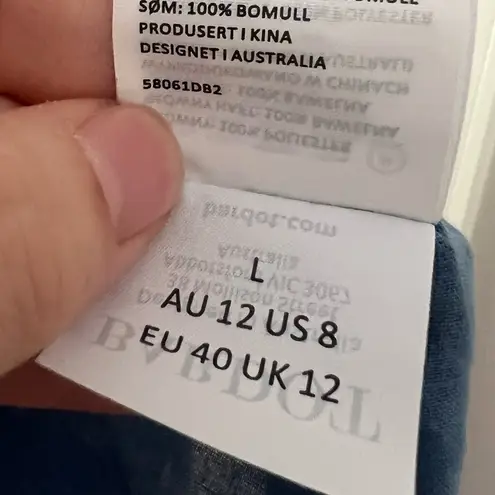 Bardot Lila Eyelet Corset Long Sleeve Minidress Blue Garden