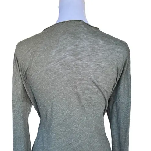 We The Free  - Long Sleeve Flowy Green Shirt with Button Sleeve Detail Sz Small