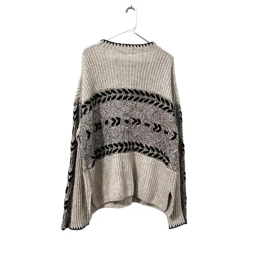 Rails Women's Pullover Raini Sweater XL Multi Heather Gray Cable Knit High Neck