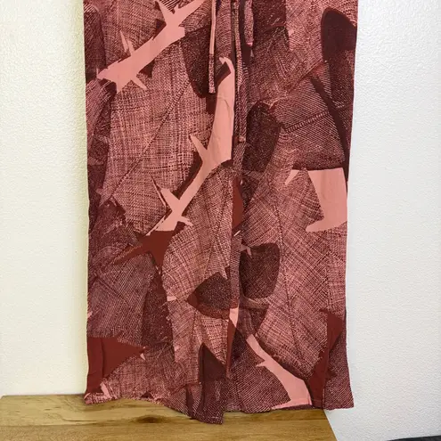 Poetry Wide Leg Pants Womens Size 8 Burgundy Pink Floral Elastic Resort Aloha