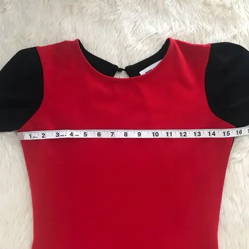 PENCEY Color Block Dress Sheath Open Back Long Sleeve Cutout Black Red Size 2 Red