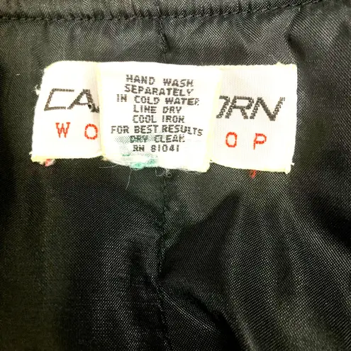 Carol Horn Vintage 100% Silk Feather Print Bomber Jacket M Retro Artwear Black Size M