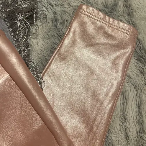 NWT Faux Leather Tight Skinny Pink Iridescent Painted Straight Leg Jeans Booty Size 0P
