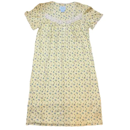 Vintage Ashley Taylor Yellow Floral Lace Nightgown Dress Womens M Cottagecore Size M