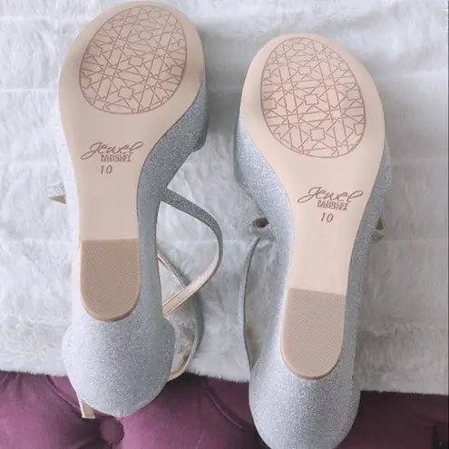 Badgley Mischka Jewel Wedge Heel Sandals Platform Silver Size 10M New w/o box