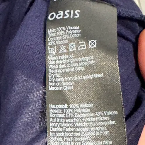 Oasis Navy Blouse S Sheer Sleeve Lace Peter Pan Collar Coquette Dark Academia