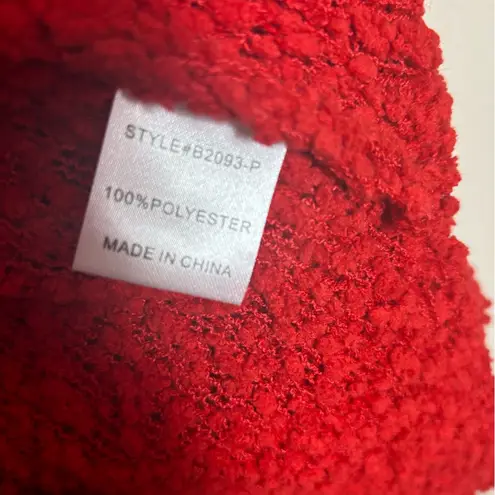 JODIFL NWT Red Plush Popcorn Knit Open Weave Oversized Pullover Sweater 1X