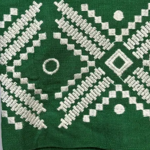 Haute Hippie NWT Green Linen High Waist Wide Leg Embroidered Culotte Pant LARGE