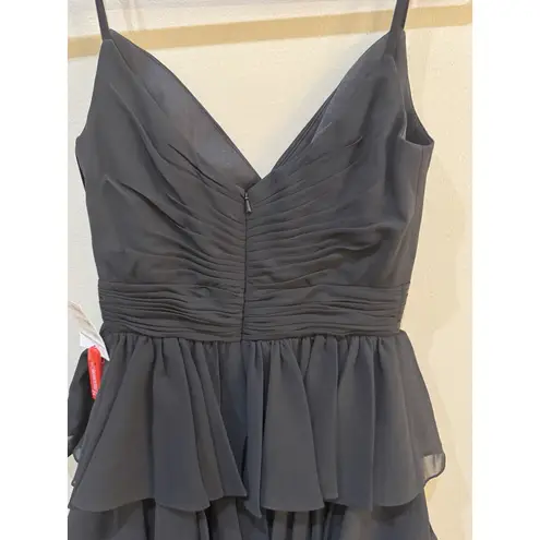 Mac Duggal  Black Tiered Ruffle Midi Dress Size 2 Original MSRP $358