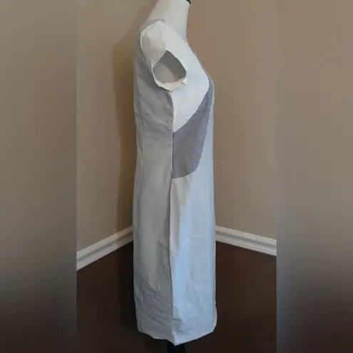 Downeast Gray Linen Cotton Blend Colorblock ModCloth Shift Dress by DE Collection Summer