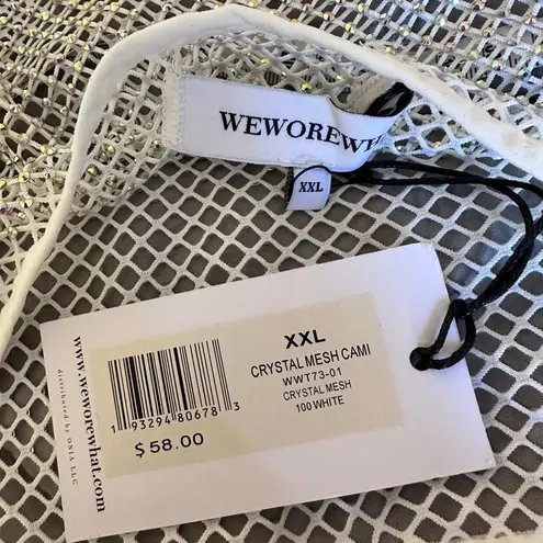 We Wore What crystal mesh cami 100 white size women xxl