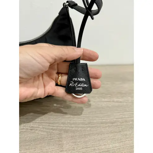 Prada  Re-Edition 2005 Re-Nylon and Saffiano Black Mini Shoulder Handbag - Image 11