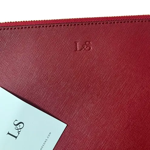 Lo & Sons NWT Large Saffiano Pouch Red Gold Hardware Clutch 9x6.5
