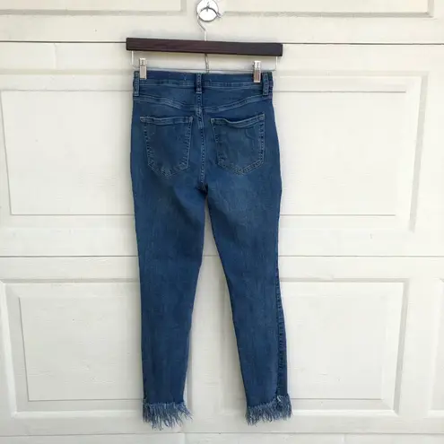 Free People  Womens Jeans Skinny Denim Blue Great Heights Frayed Hem 27