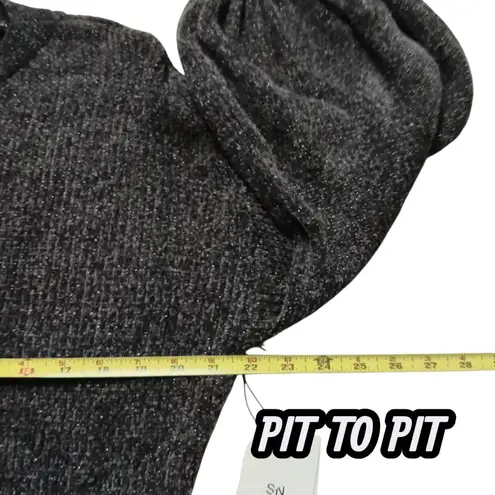 Something Navy Sweater Dress Knit Shimmer Gray Silver Metallic Size LARGE New