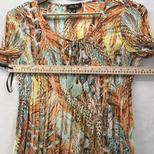 Melissa Paige Boho Tunic Top Large Feather Festival Hipster Hippie Summer Concert Tie Front