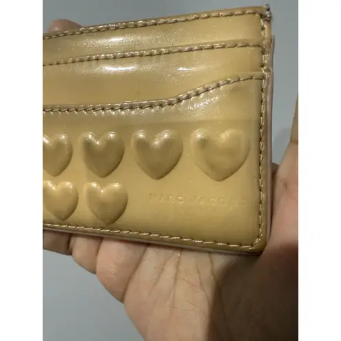 Marc Jacobs  Patent Leather Quilted Hearts Tan Card‎ Holder SEE PHOTOS