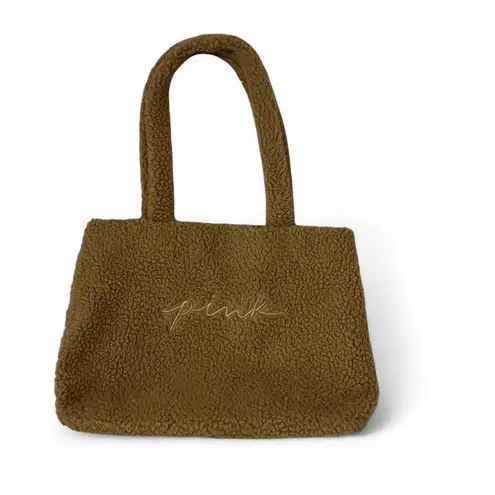 PINK - Victoria's Secret PINK Victoria's‎ Secret Sherpa Tote Bag Plush Teddy Purse Handbag Brown