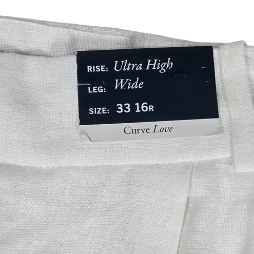 Abercrombie & Fitch A&F Curve Love Tailored Linen-Blend Wide Leg Pant White 33 16R NWT‎ - Image 3