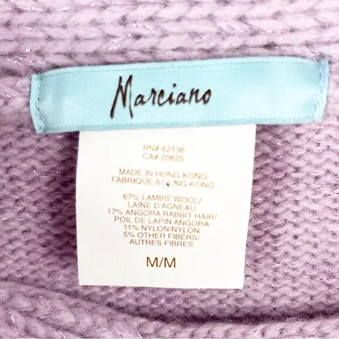 Marciano Lilac Lambs Wool Angora Rabbit Hair Blend Metallic Knit Sweater Medium