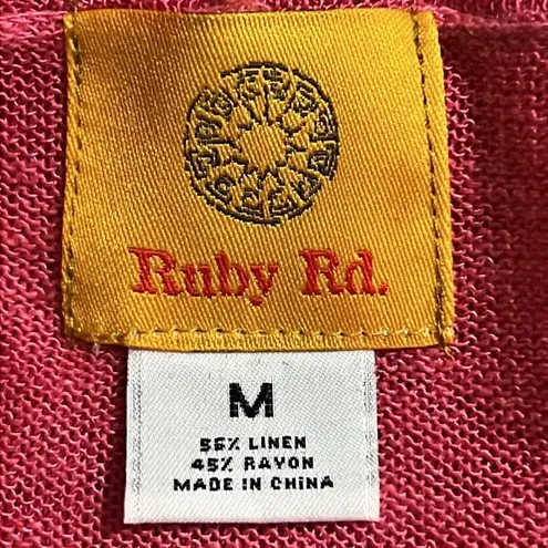 Ruby Rd. women’s size medium linen blend cardigan color block half sleeve new Orange