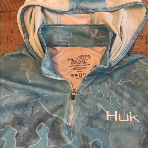 Huk Aqua Camo Performance Hoodie Blue Size L