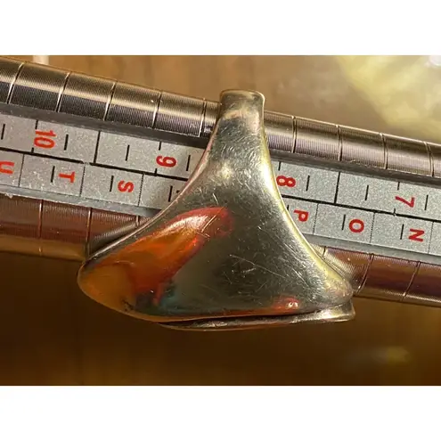 Signed Sterling Silver Modernist Sculptural Wave Statement Ring Size 8.5