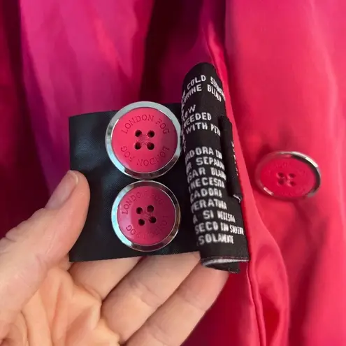 London Fog Pink Short Belted Trench Coat Hooded Rain Jacket Windbreaker XS