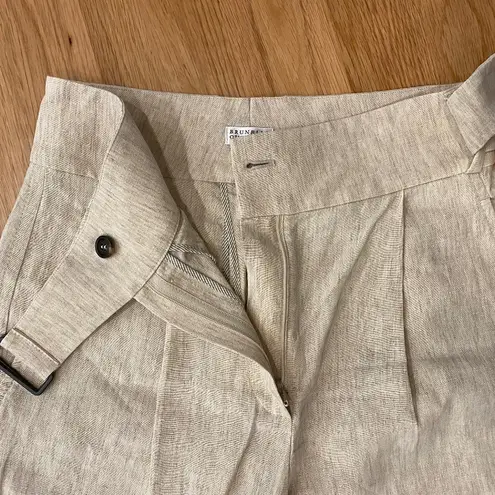 Brunello Cucinelli High Rise Belted Linen Blend Pants - 4