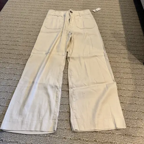 Maeve NWT Collette Cropped Linen Wide Leg Off-White Pants | 29