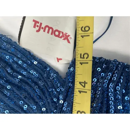 Basix Black Label Blue Sequin Keyhole Column Gown 4