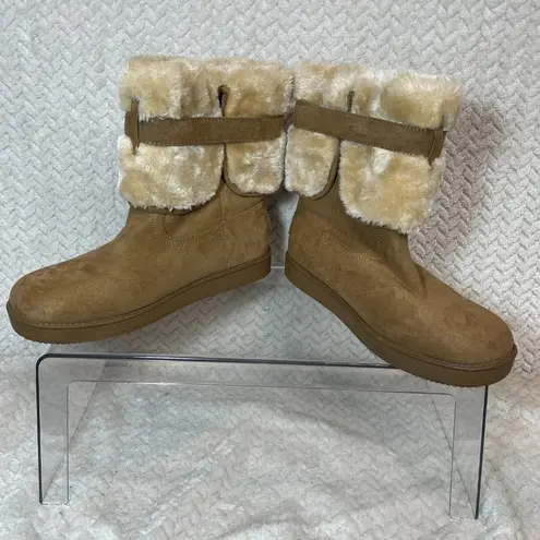 G by Guess Womens Tan Aussie Faux Fur Lined Round Toe Ankle Boot NWOT Size 7M