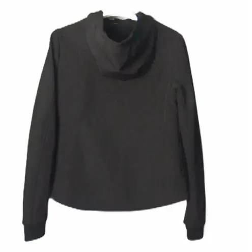 Blanc Noir Zip Front Hooded Active Utility Jacket Windbreaker Black Size Medium