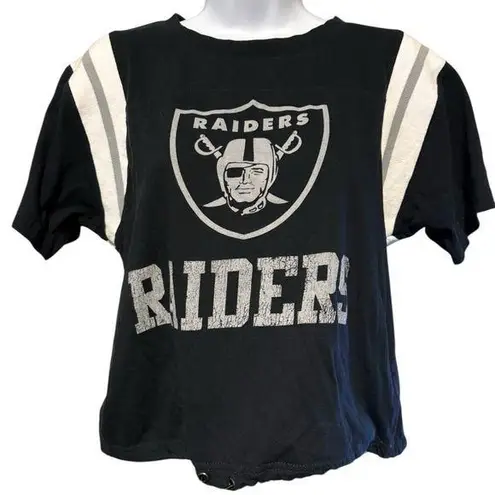 Women’s Wear By Erin Andrews Las Vegas Raiders Short Sleeve Crop Top XL Black
