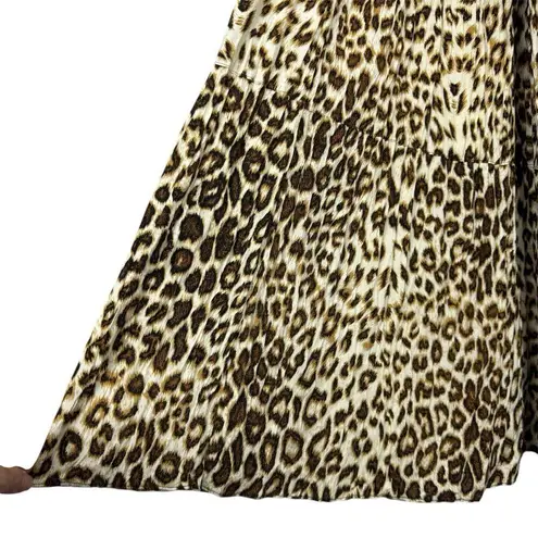 Painted Pony Tiered Maxi Skirt OS Animal Print Festival 90s Broomstick Boho Y2K Brown Size undefined