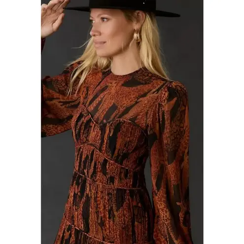 Farm Rio ππ Giraffes Black Puff Sleeve Maxi Dress ~ Giraffe Print Small S NWOT