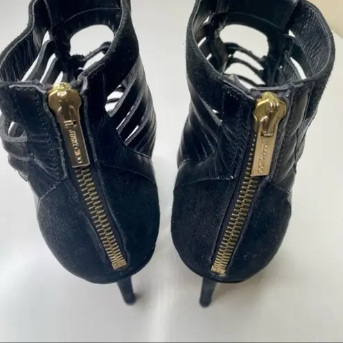 Jimmy Choo Black Leather Caged Heels