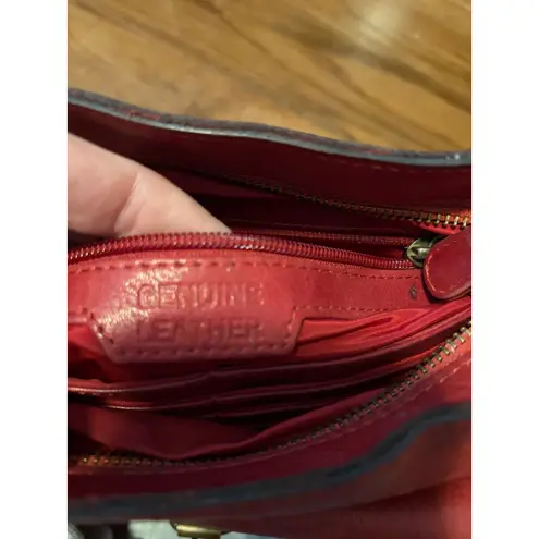 Red Leather‎ Crossbody Shoulder Bag with Studs Flap Buckle Closure