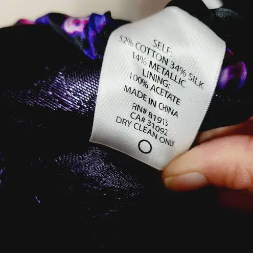 Tracy Reese NY purple metallic jacquard laquer cropped blazer size medium