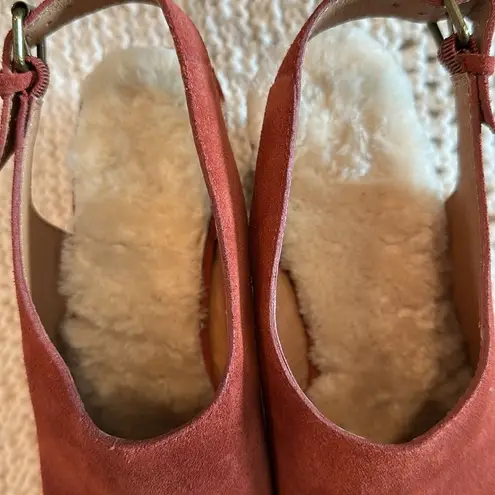 MADEWELL The Marlo Women's Suede Slingback Shoes Red Size 7