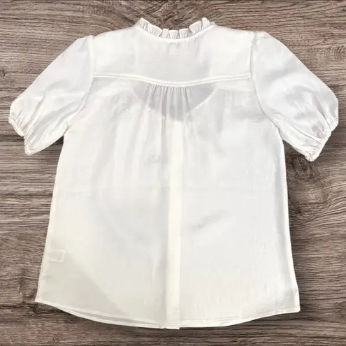 Current Air Los Angeles White Ruffle Button-Front Blouse Women’s Small
