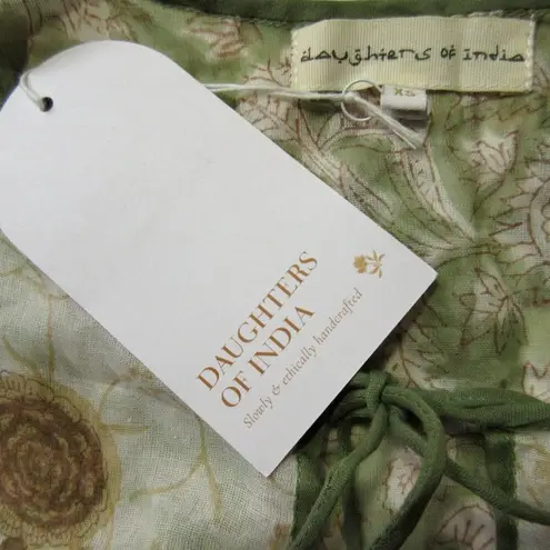 NWT Daughter's of India Diya Mini in Pistachio Cotton Blockprint Dress XS Green
