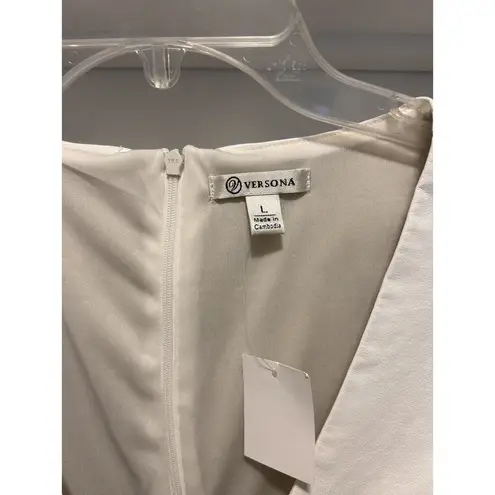 Versona White Faux Leather V Neck Sleeveless Tank Large Cowgirl Preppy Bachelorette